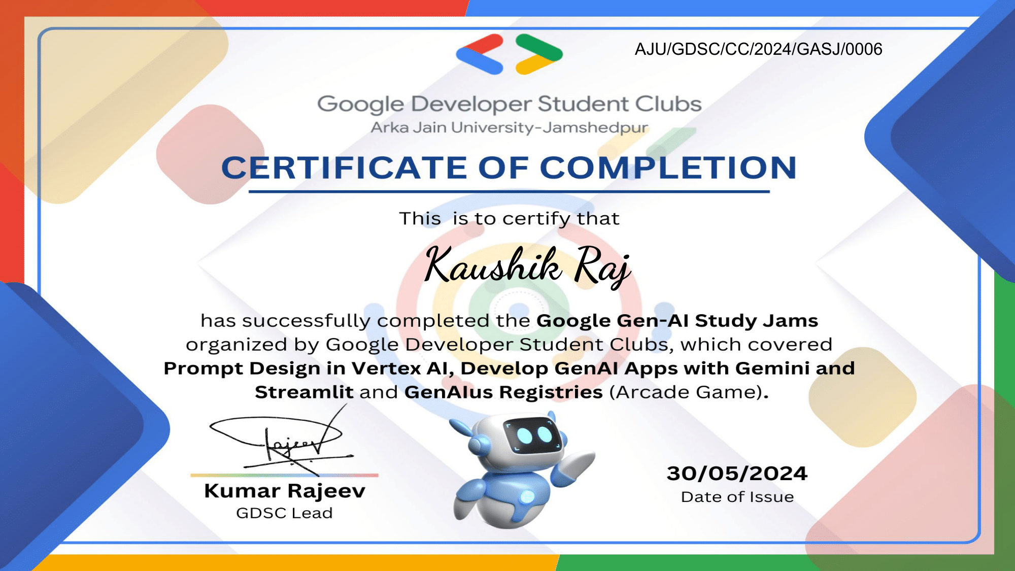Kaushik Raj Gen-AI E-Certificate-1